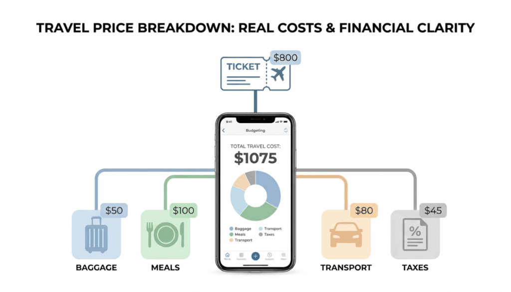 إنفوجرافيك يوضح مكونات التكلفة الحقيقية للسفر مقارنة بالسعر المعلن