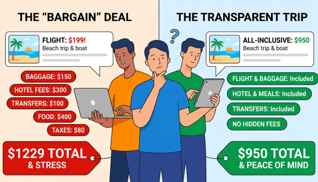 مقارنة بين رحلتين إحداهما تبدو رخيصة والأخرى أكثر استقرارًا في التكلفة